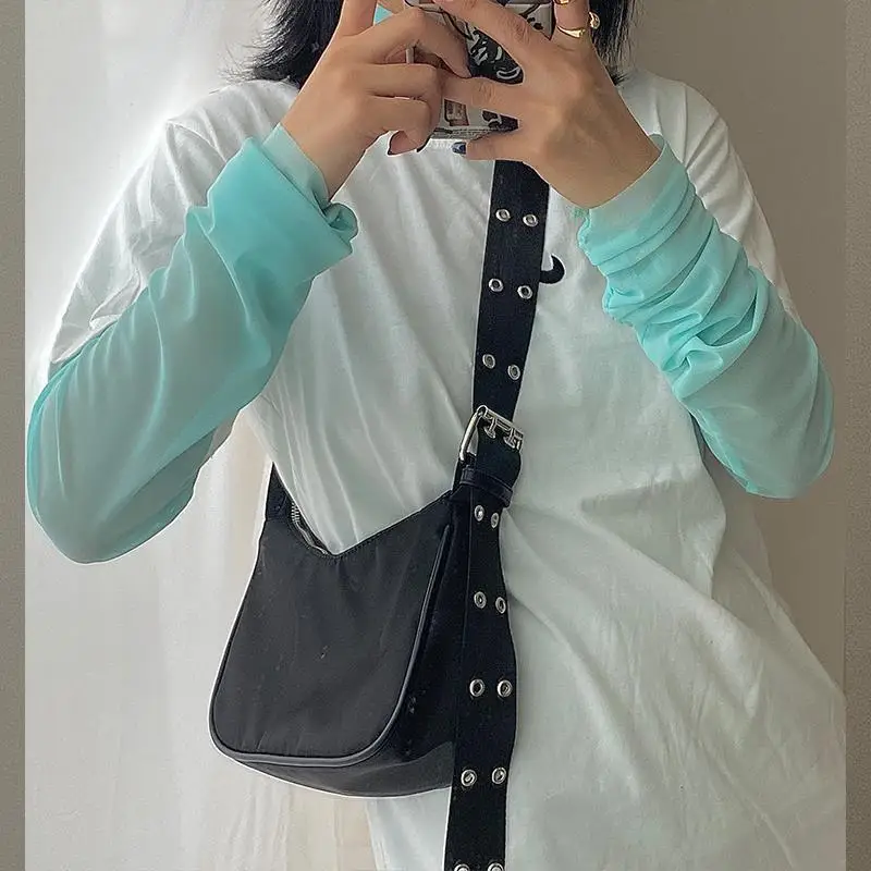 

Модные Нейлоновые женские сумки на плечо, женская модная сумка-хобо для подмышек, винтажная крутая черная маленькая сумка-мессенджер для девушек, кошельки, сумки