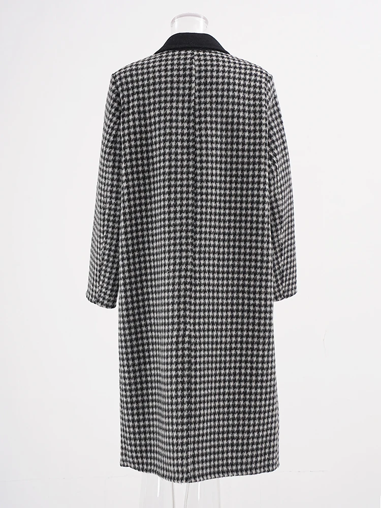 IEQJ элегантное женское шерстяное пальто с зубчатым воротником свободное