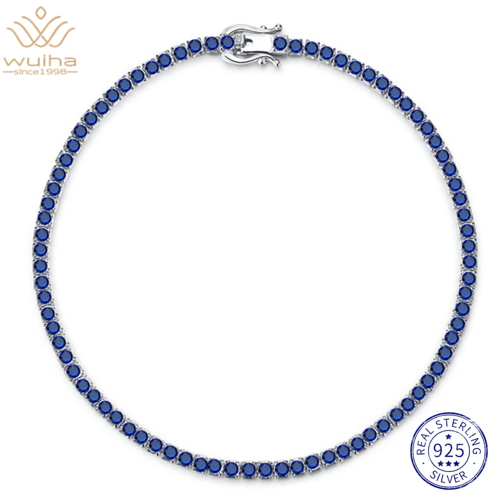 

WUIHA 18K White Gold Sapphire Gemstone Bracelets for Women Engagement Anniversary Gift 925 Sterling Silver Jewelry Drop Shipping