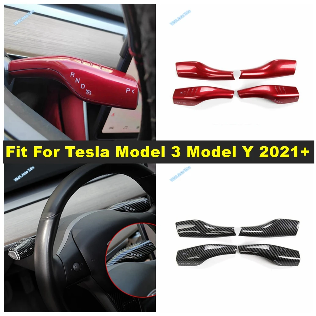 

Remodel Patch Shift Lever Protection Cover Trim Fit For Tesla Model 3 Model Y 2021 Red / Carbon Fiber Look Interior Accessories