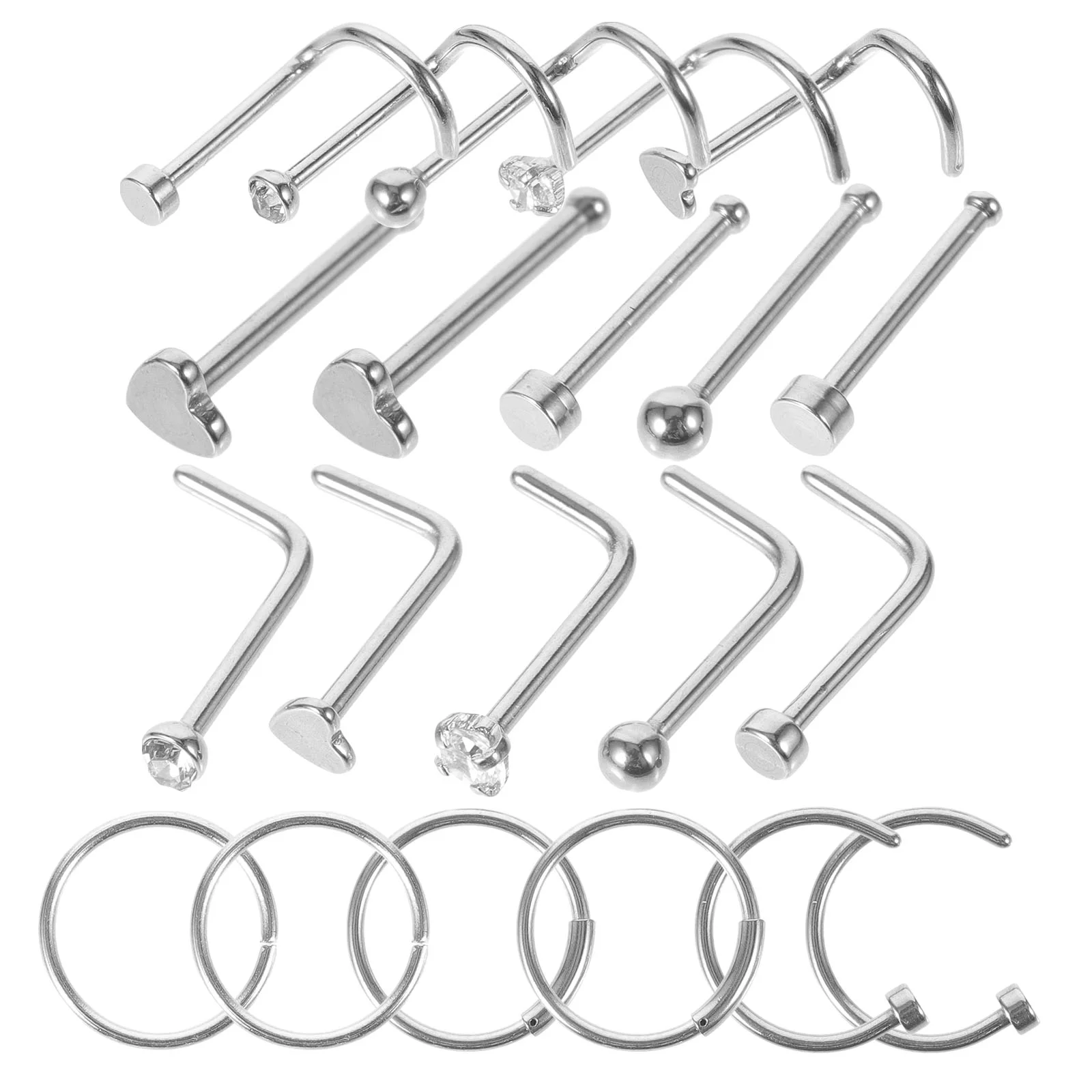 

Серьги-гвоздики для носа из нержавеющей стали, 21 шт.