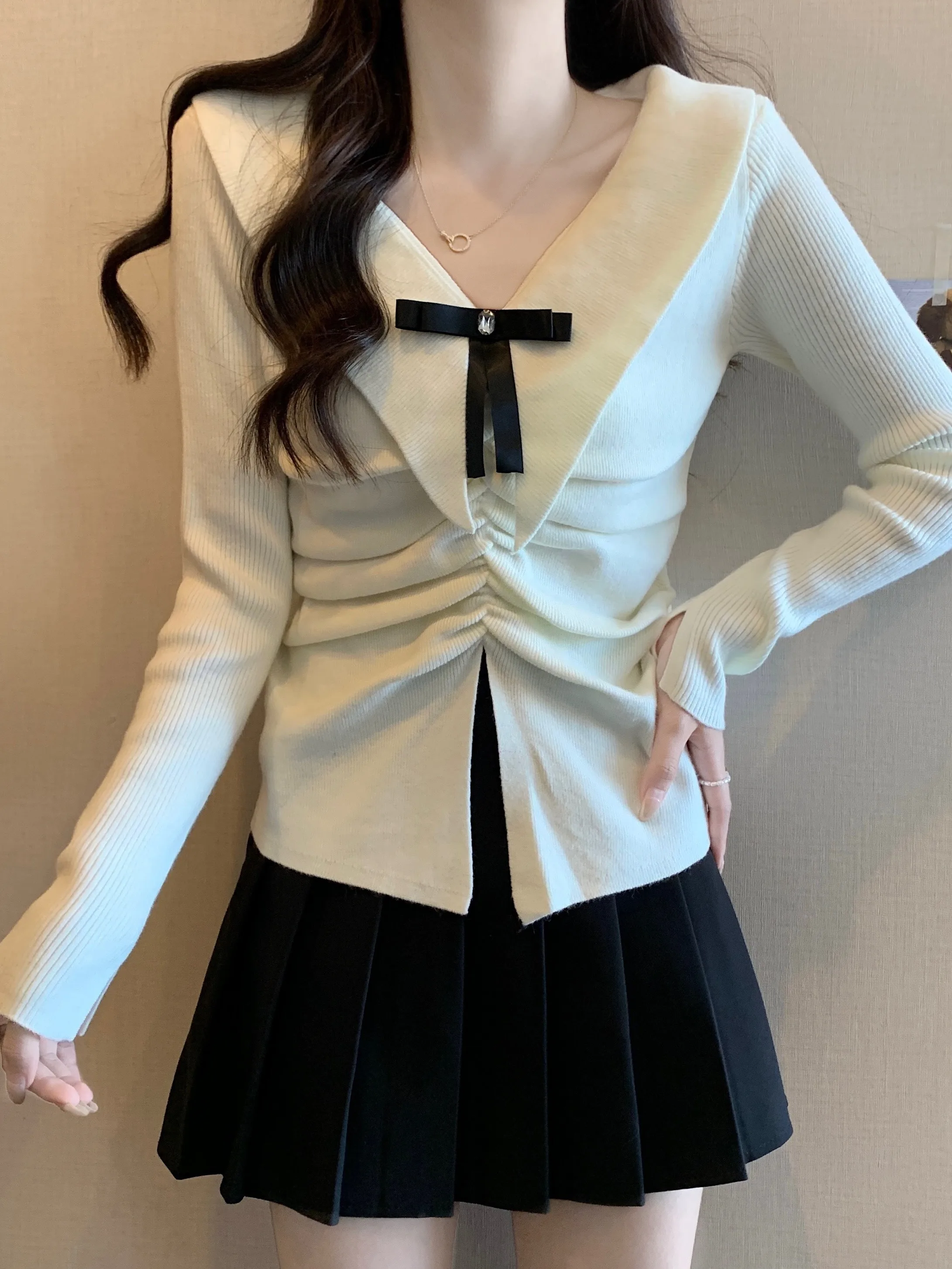 Женская одежда больших размеров Chubby Girl Western Sle Красивый свитер с v-образным