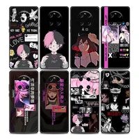 phone case for huawei y9 2019 y6 y7 y6p y8s y9a y7a mate 40 20 10 pro lite rs soft silicone case cover cute japanese girl
