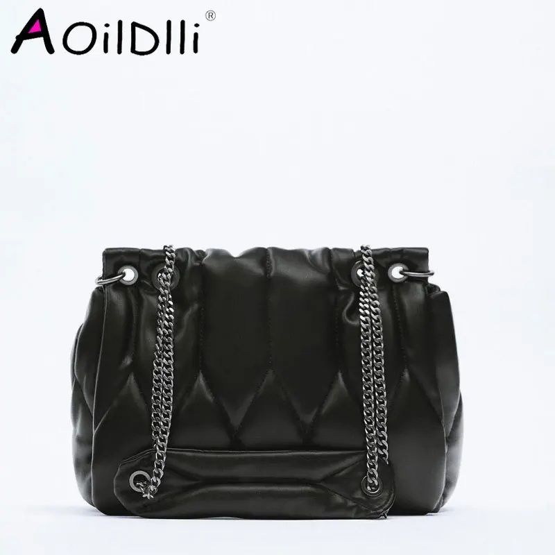 

Роскошная дизайнерская сумка для женщин, мессенджер из высококачественной искусственной кожи на цепочке, дамская сумочка, мешок с ромбовид...