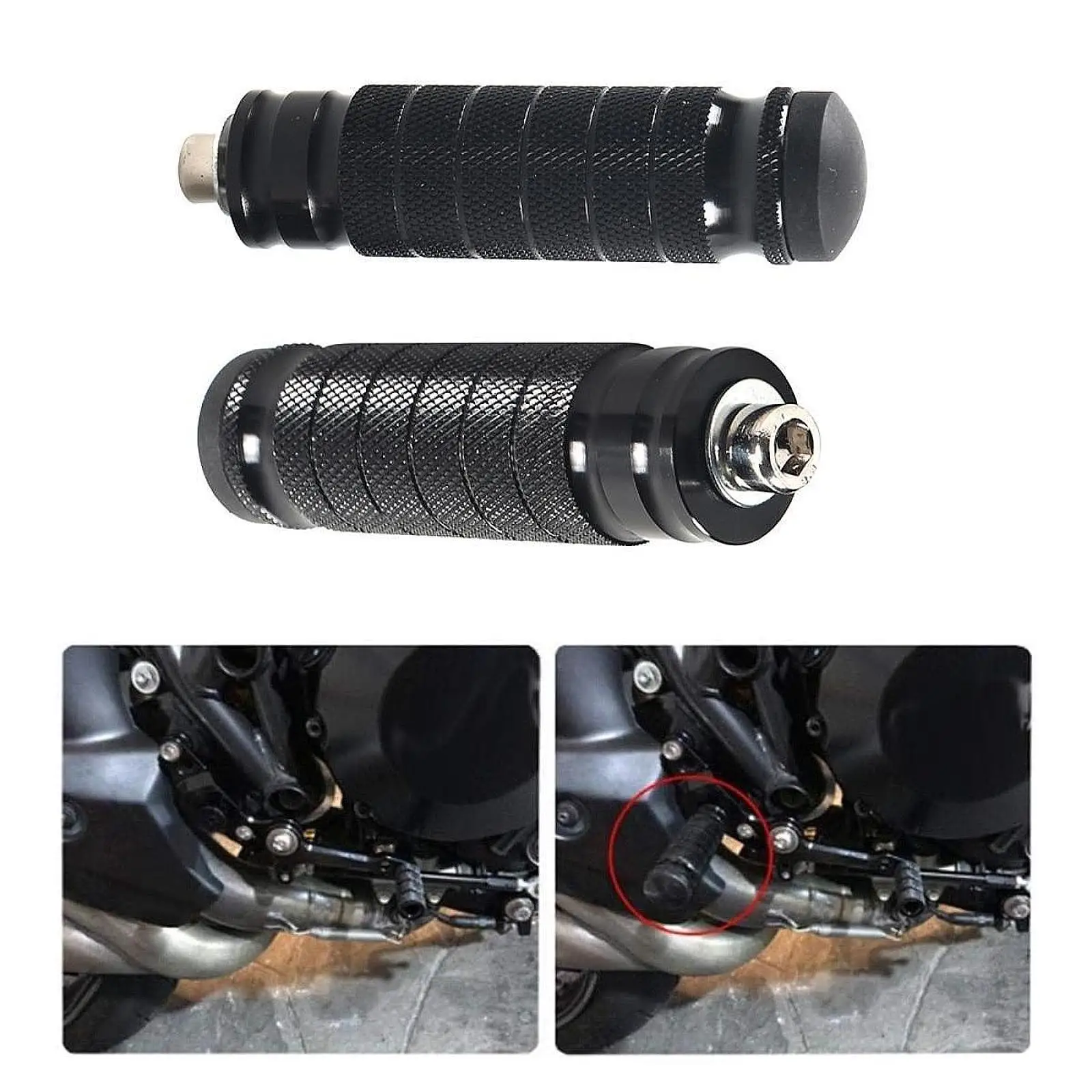 Универсальные подножки для мотоцикла 2 шт. педали черные легко устанавливаемый