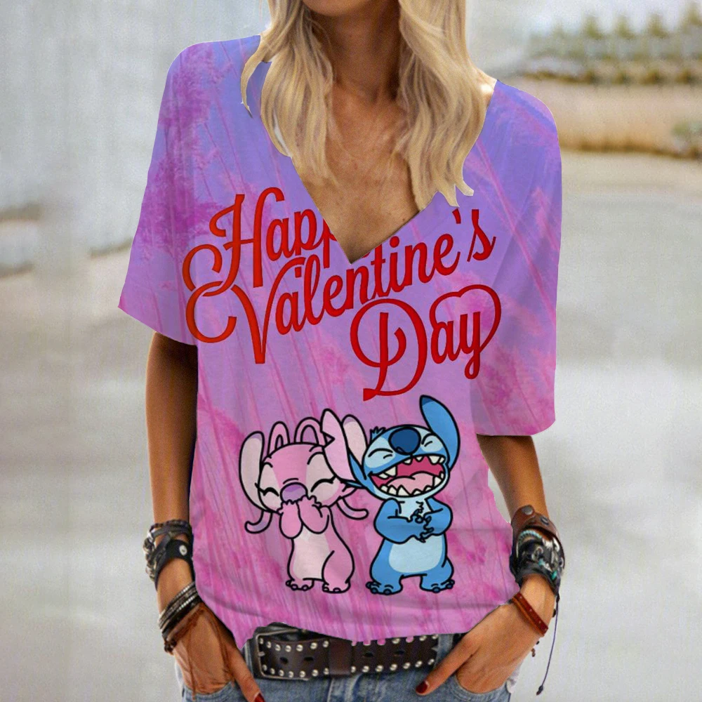 Новая летняя женская модная футболка с v-образным вырезом повседневный топ