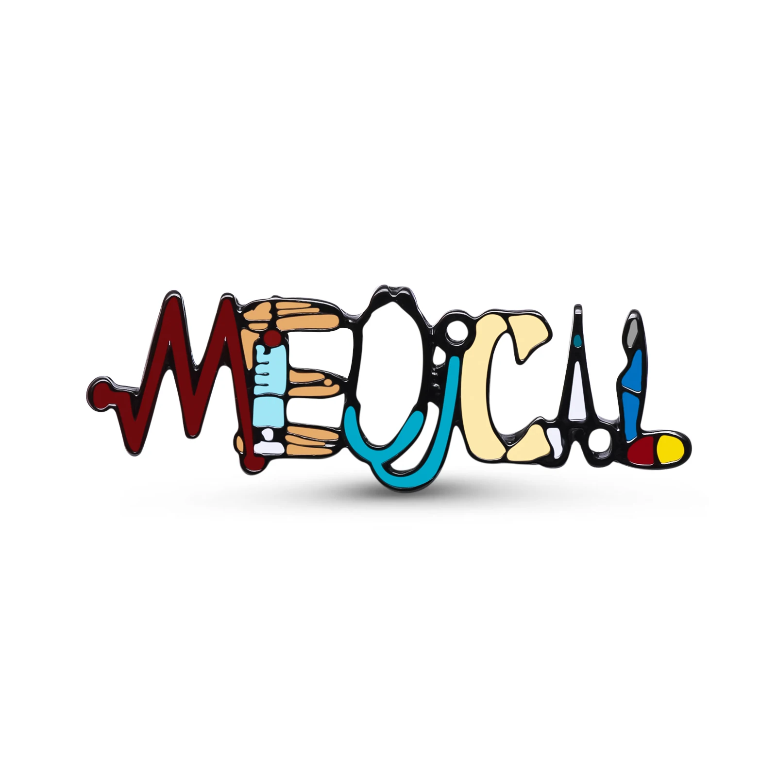

nnovative “medical ” Element Enamel Pin Cartoon Medical Equipment Cardiogram Stethoscope Lapel Badge Brooch for Doctor