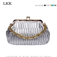 green pleated clip bag for women 2022 designer gold clutch silver shoulder bags with chain female black crossbody purses