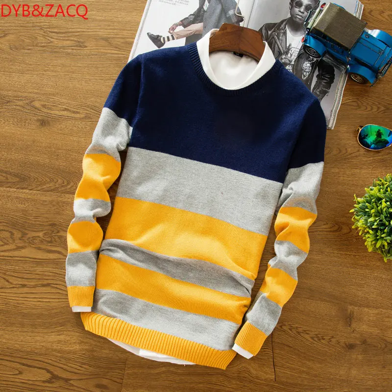Hot sale men's sweater 2023 Spring Autumn new students South Korean Slim youth striped sweater red and black two colors M-XXL