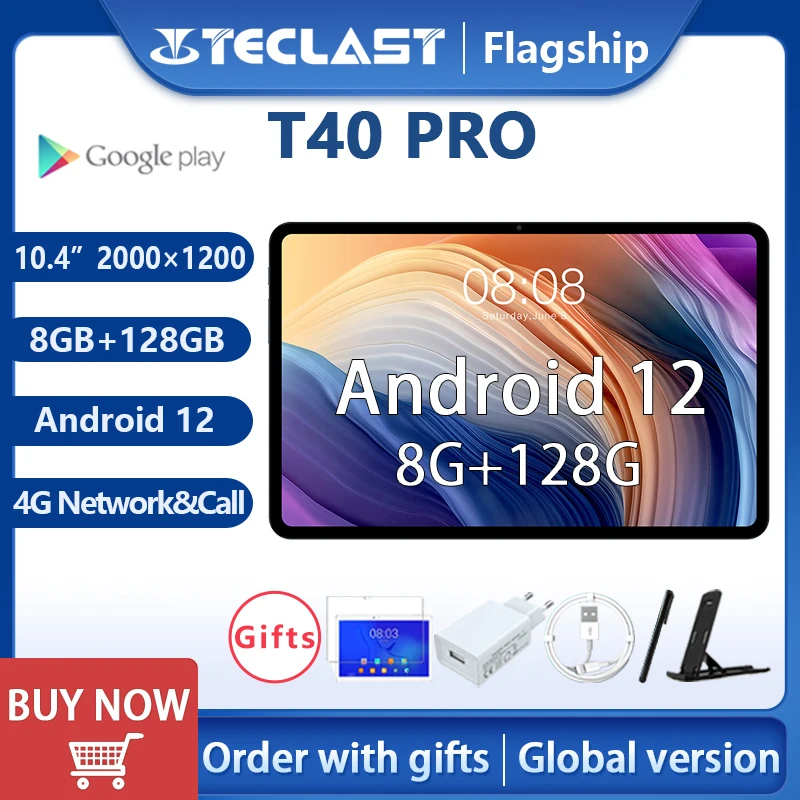 

Teclast T40 Pro 10.4 inch Tablet 8GB RAM 128GB ROM 2000x1200 UNISOC T618 Octa Core 4G Network Wifi Android 12 Fast Charging