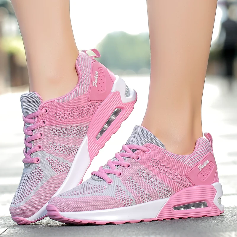 Hot Sale Mesh Flats Running Shoes Women 2022 Breathable Women's Fashion Sneakers Platform Air Cushion Sneaker Women Trainers