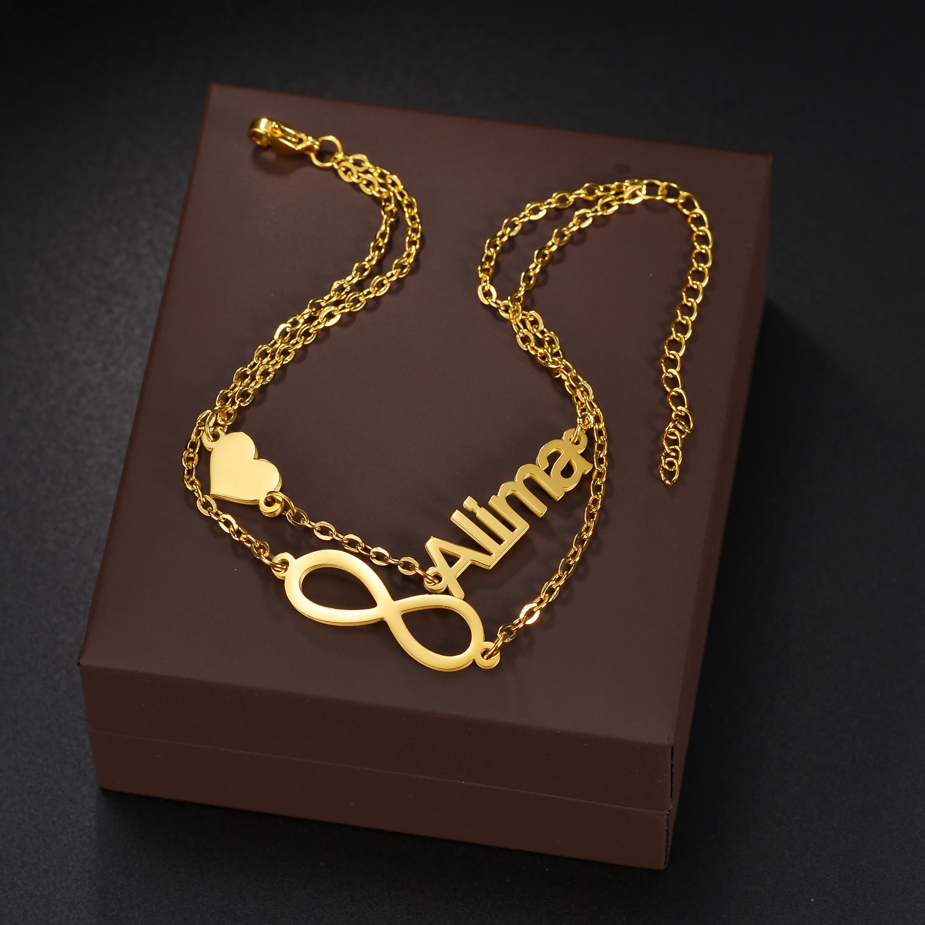 Новые персонализированные двухслойные браслеты с фианитами под заказ для женщин