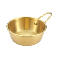 304 stainless steel gold color camping bowls with handle portable hanging bowls for outdoor camping picnic tableware 380ml