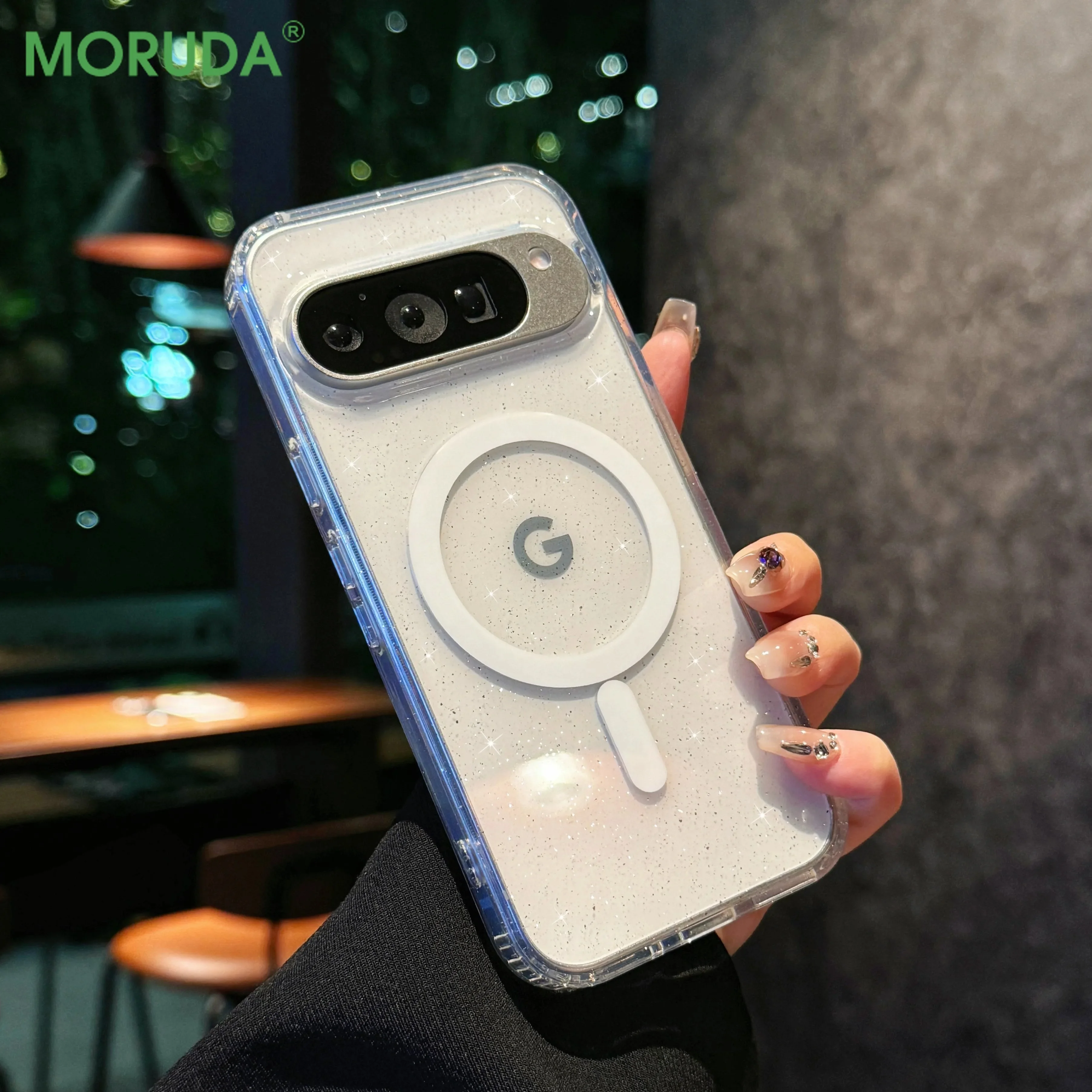 Прозрачный блестящий магнитный чехол для Google Pixel 9Pro XL 9 Pro Magsafe с беспроводной