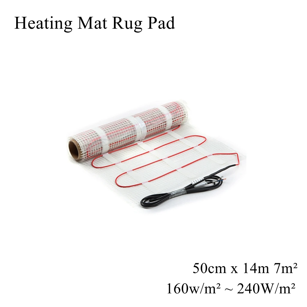 

7m² Square Heating Mat Warm Pad Rug Waterproof Shell Twin Conductor Cable Self Adhesive Under Floor Ceramic Tile Cement Wooden