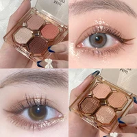 4 colors matte eyeshadow palette glitter earth colors eye shadow lasting non flying powder shimmer nude shiny eyeshadow cosmetic