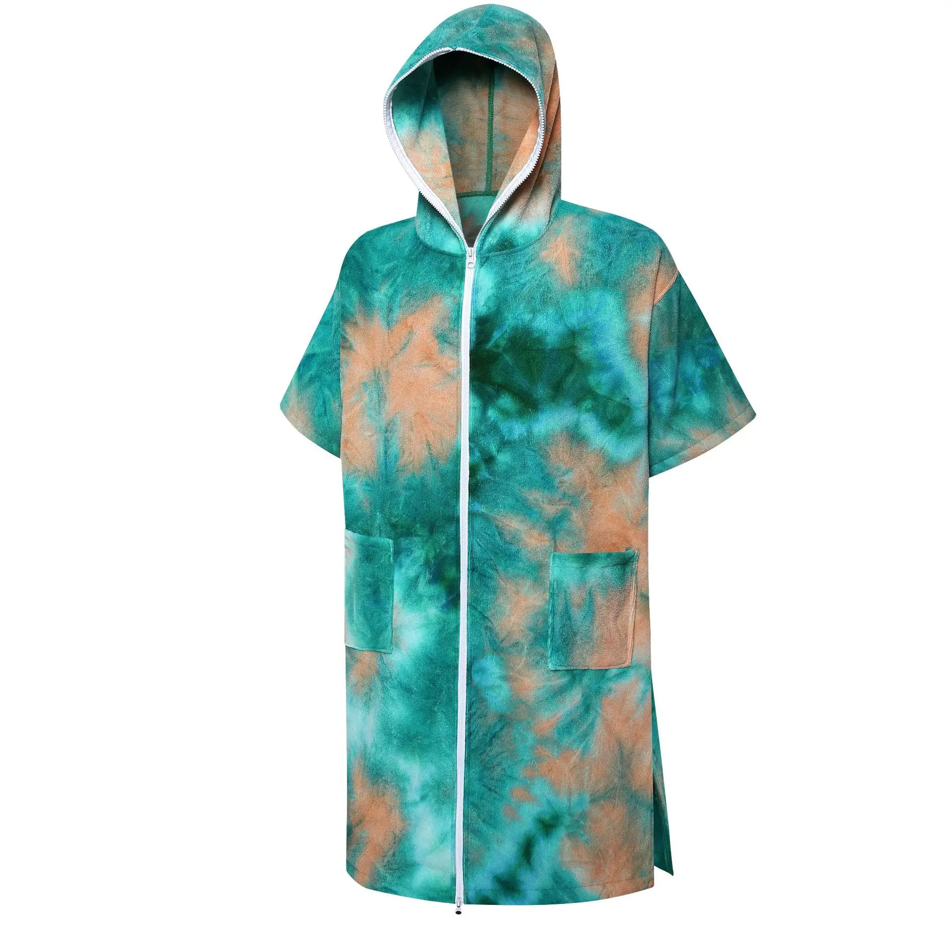 

Quick Drying Wetsuit Changing Bathrobe Beach Poncho Towel Outdoor Microfiber Absorbent Hooded Bath Towel With Zipper