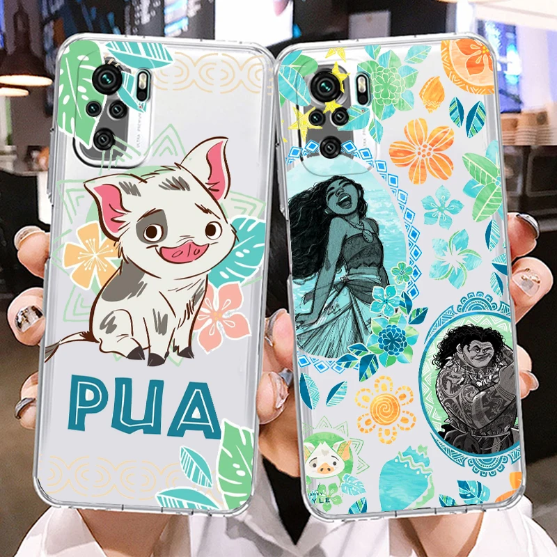 

Disney Movie Moana and cute pig Phone Case For Xiaomi Redmi Note 11E 11S 11 11T 10 10S 9 9T 9S 8 8T Pro Plus 5G Transparent TPU