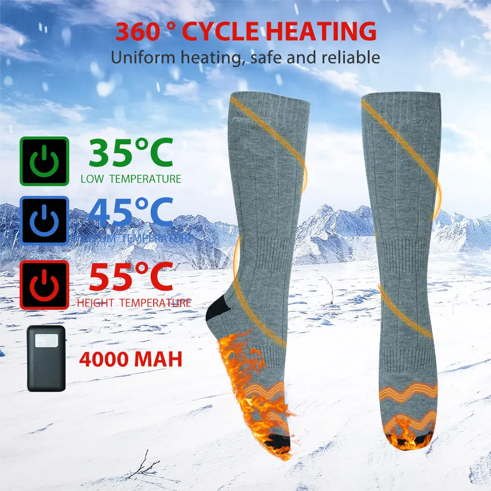4000mahh Thermische Baumwolle Erhitzt Socken Männer & Frauen mit Batterie Betrieben Winter Im Freien Skifahren Itdenken Fuß Erwärmung Socken