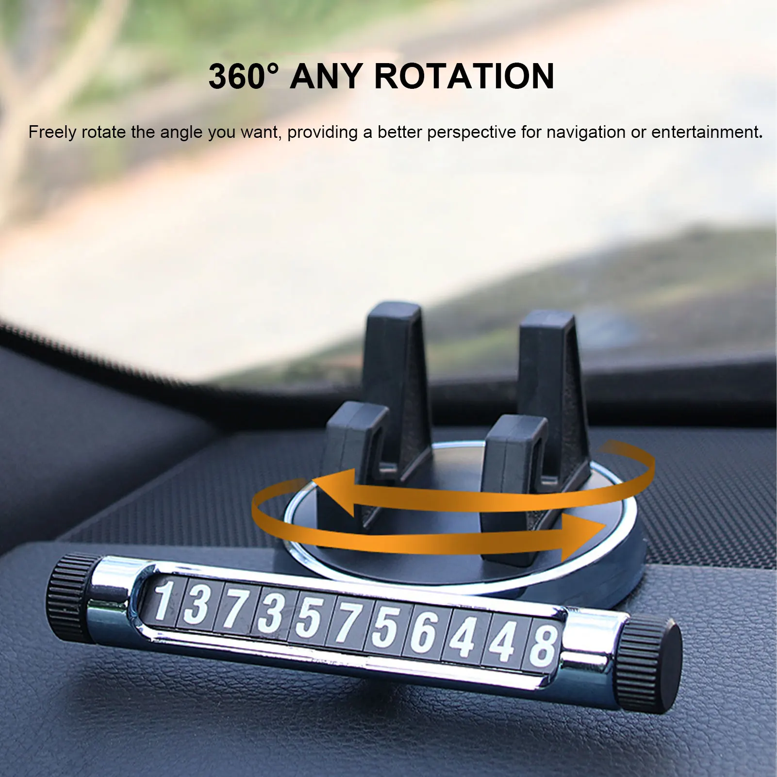 

Car Phone Number Card Temporary Parking Plate with Rotatable Holder Design Telephone Cards for Stop Automobile Accessories