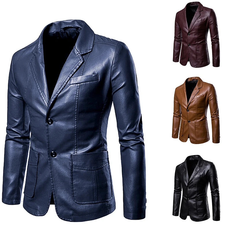 Autumn And Winter Warm Coat Fashion Mens Blazer Coat Leather Jacket Motorcycle