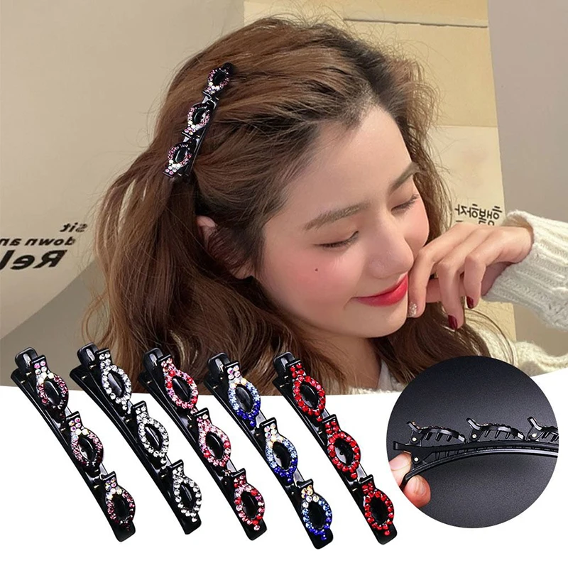 

Crystal Bangs Hair Clip Stone Braided Headwear Women Cute Barrettes Hairgrip Alice Braided Fashion Hairpins Hair Accessories