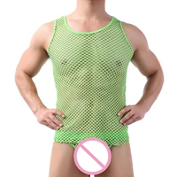 men sexy tank top fishnets underwear casual shirts sleeveless undershirts fitness breathable vest male sleepwear singlets
