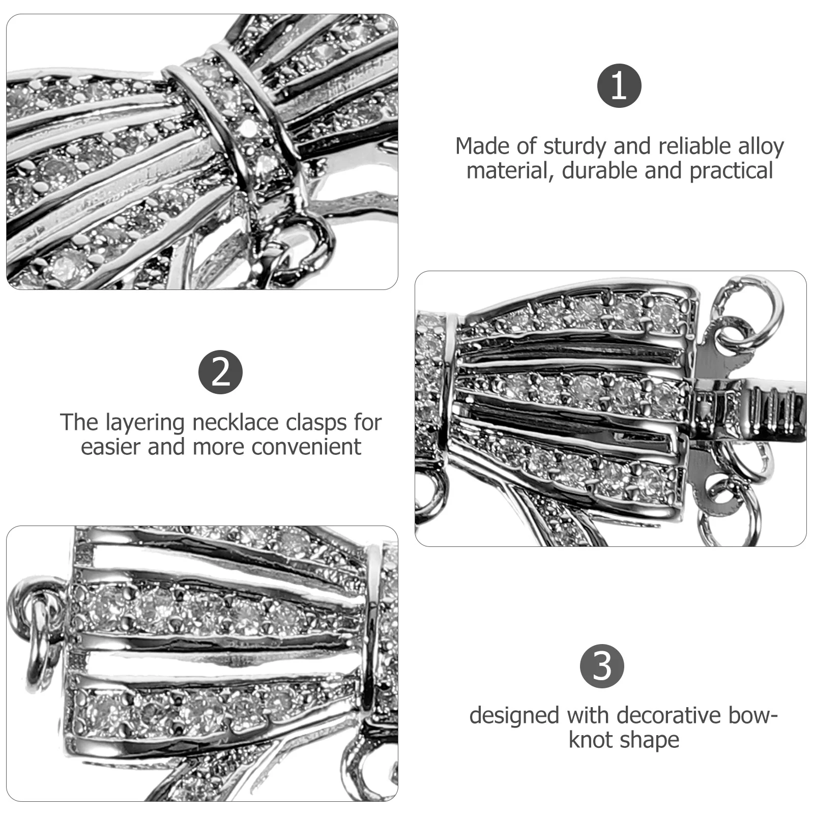 2Pcs Necklace Layering Clasp Bowknot Shape Bracelet Necklace Connector Decorative Jewelry DIY Clasp