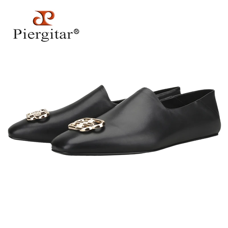 

Мюли Piergitar мужские из бычьей кожи, роскошные брендовые туфли ручной работы с металлической пряжкой, модные мокасины в форме полной обуви