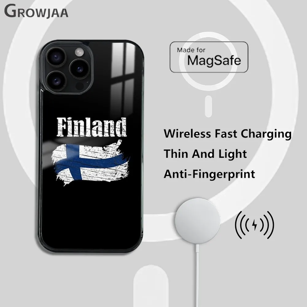Чехол для телефона с узором флага Финляндии iPhone 16 15 14 13 12 11 Pro Max Plus Mini Magsafe Mirror