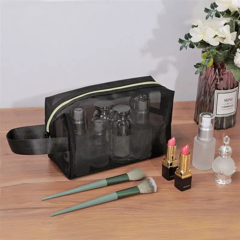 

Black Women Men Necessary Cosmetic Bag Transparent Travel Organizer Fashion Small Large Black Toiletry Bags Makeup Pouch