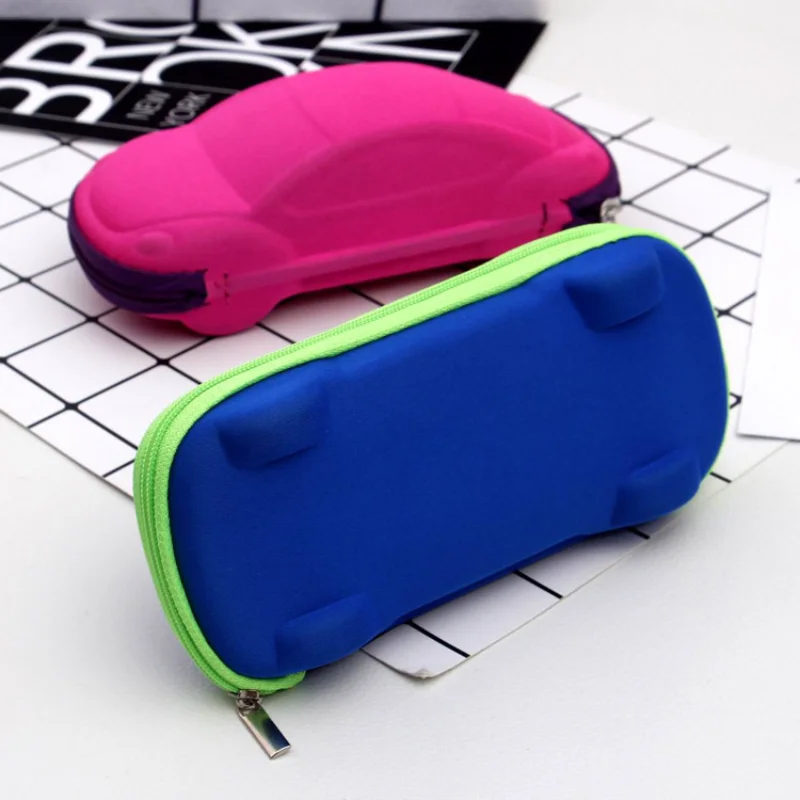 

2023 Children Glasses Case Cartoon Car Sunglasses Case Kids Stationery Storage Box Zipper Glasses Case Color Contact Lens