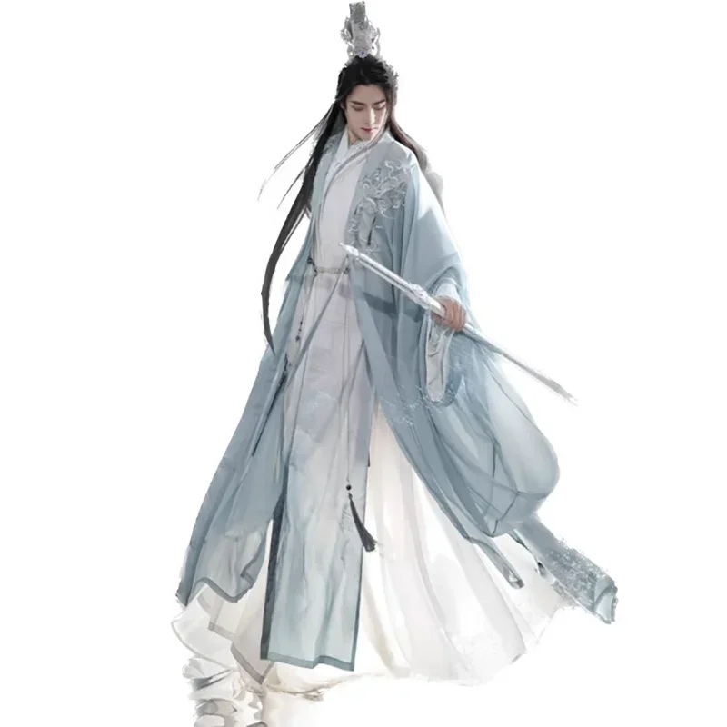 Большой размер 2XL Hanfu мужские комплекты династии Китайской Сун современный стиль