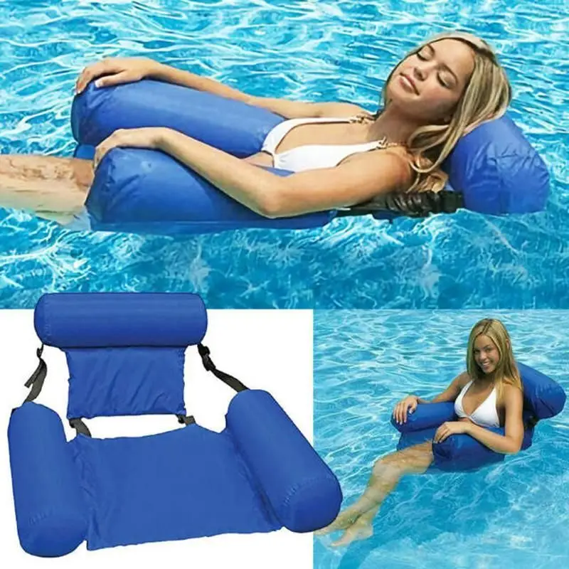 

Foldable Backrest Inflatable Floating Bed Summer Swimming Pool Water Hammock Air Mattresses Bed Beach Water Sports Lounger Chair