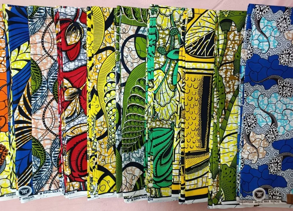 2022 африканская восковая ткань Анкара блеск батик персиковая материал золотой 100