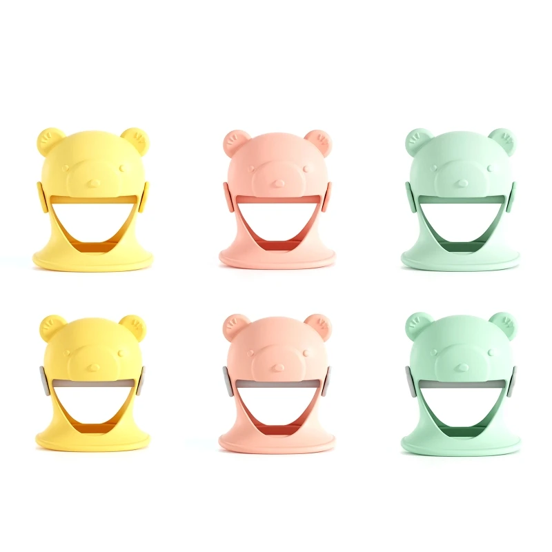 

New Handheld Bear Rattle Silicone Teether Food Grade Chewing Toy Baby Learning Toys