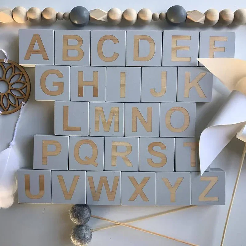 Деревянные буквы алфавита в скандинавском стиле детский куб табличка с именем