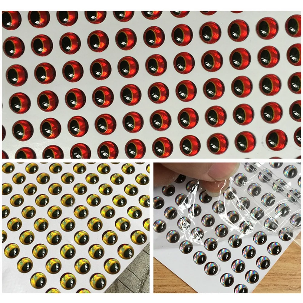 

300Pc Fish Eye Snake Pupil Red 3D Soft Molded Eyes Self Adhesives Sticker Holographic Fishing Lure Eyes Fly Tying DIY 3/4/5/ 6mm