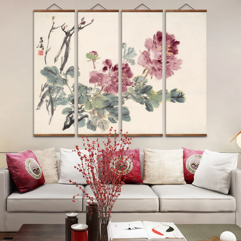 Настенные художественные постеры MT0922 в китайском стиле с изображением пейзажа, пейзажа из массива дерева