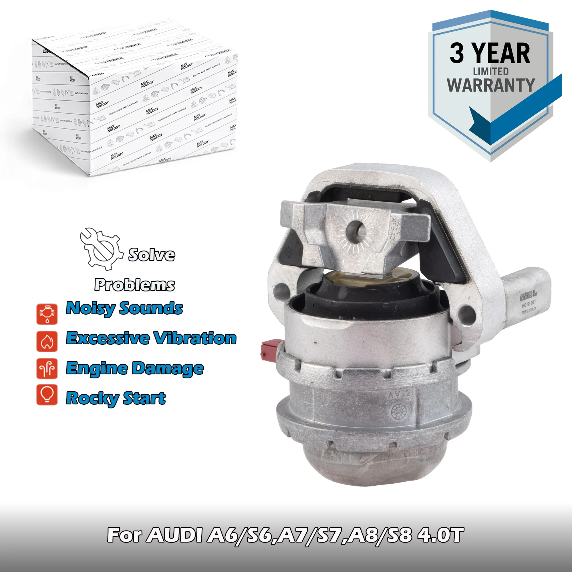 Правая опора двигателя 4H0199256T, 4H0199256AA для AUDI A6/S6 2011-18,A7 Sportback 2011-18,RS6/RS7 2013-18,A8 D4/S7 2010-17