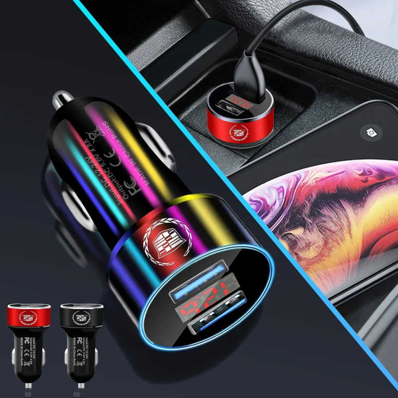 

Car Charger Dual USB Digital Display Voltmeter for Cadillac Escalade SRX XLR CTS XT4 ATS XTS CT6 CT4 XT5 STS CT5 XT6 Car Goods