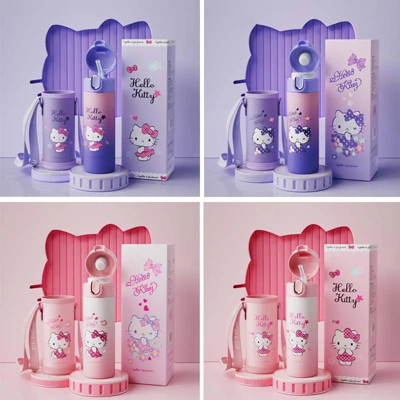 

Kawaii Sanrio Portable Insulation Cup Kittys Cartoon Anime Straw Cup Girl High-Value Large-Capacity Water Cup Children's Gift