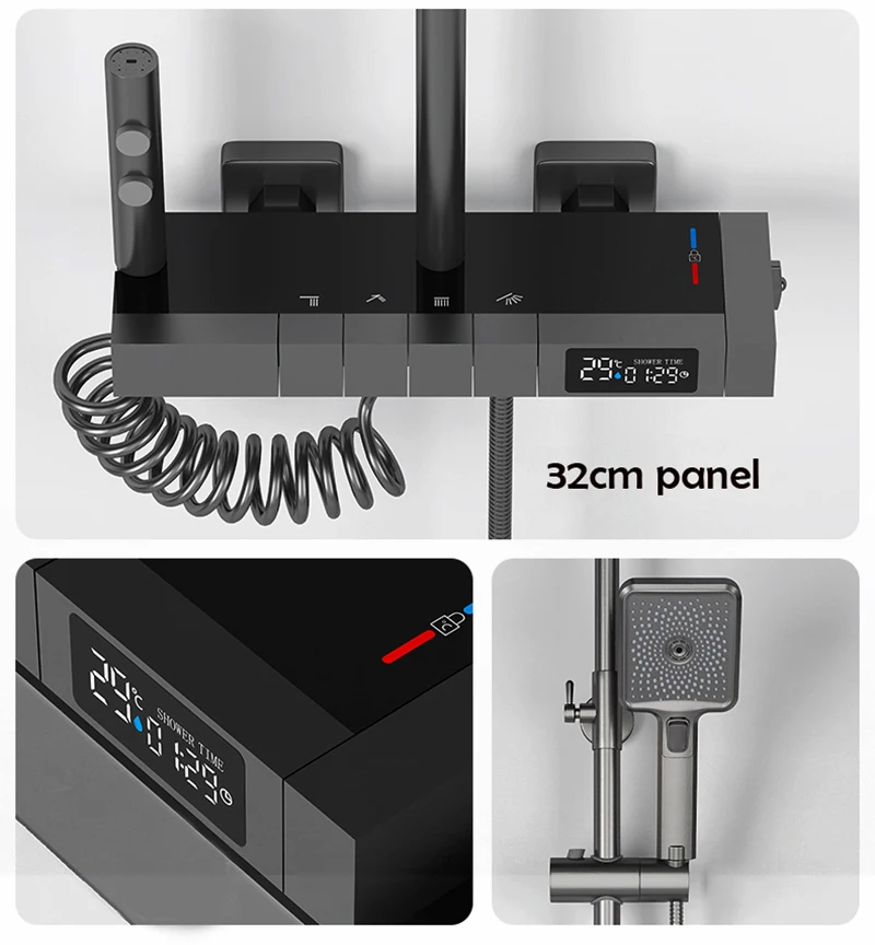 Цифровая Душевая система Piano Роскошный дизайнерский четырехфункциональный