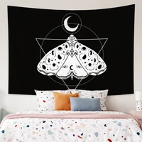 black tapestry white black moon tapestry wall hanging moth gossip tapestries aesthetic hippie wall rugs moon phase dorm decor