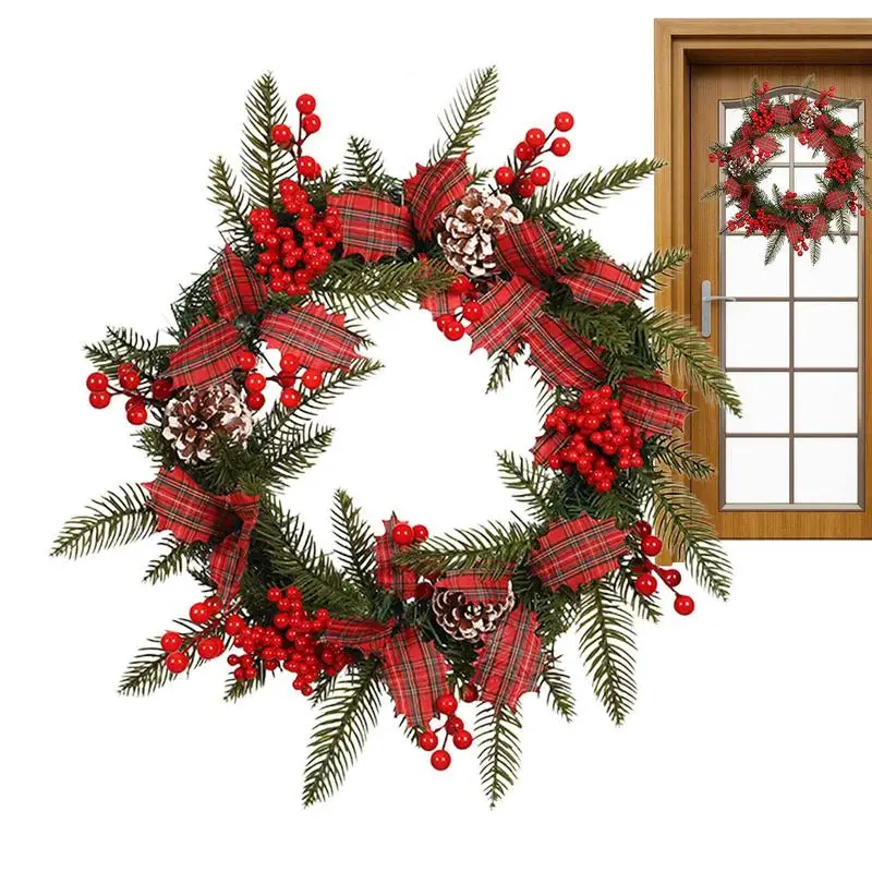 

Christmas Pine Cone Wreath Portable Decorative Hanging Wreath Multifunctional Front Door Decorations Welcomes Home Accessories