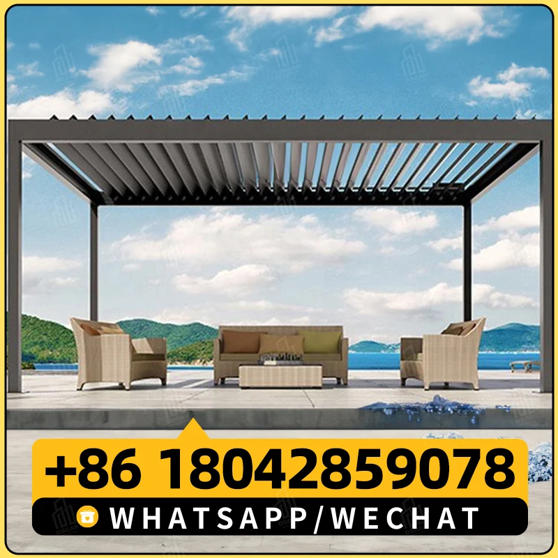 OEM алюминиевый жалюзированный пергола 3X3 3X4 4X4 6X4 м уличный водонепроницаемый