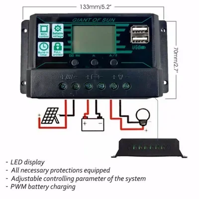 Контроллер заряда солнечных батарей 10A 20A 30A 40A 50A 60A 100A MPPT PWM контроллер панелей с