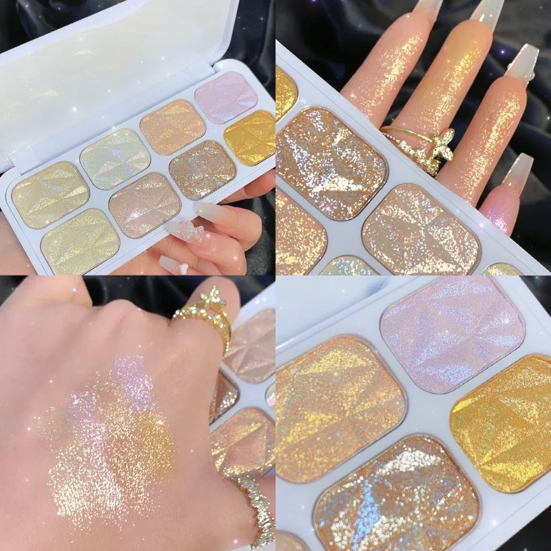 

8 Colors Glitter Highlighter Face Contour Blush Palette Makeup Body Shimmer Powder Illuminator Brighten Highlight Cosmetics