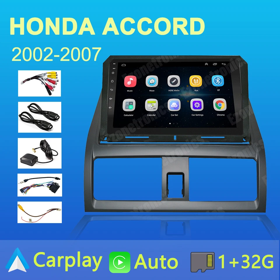 

Honda Accord 2002-2007 with 9 inch Carplay Android Auto Radio Capacitive