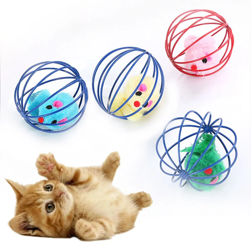 

Cat Toy Pet Ball Toy Cage Plush Rat Colorful Interactive Training Toys Kitten Puppy Mouse Cage Ball Cat Accessories Pet Supplies